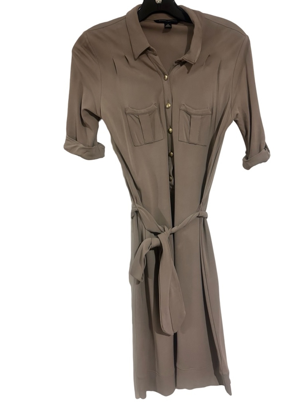 Banana Republic Taupe Button-Front Midi Shirt Dress